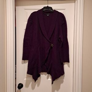 Luciano Dante Purple Wool Long Sleeve Single Button Cardigan Size XL